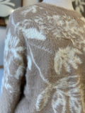 Taupe Fuzzy Floral Sweater