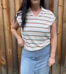 Camel Striped Top