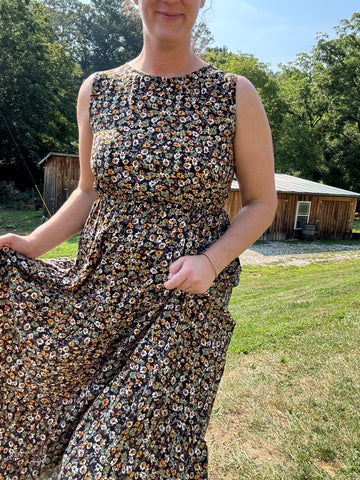 Black Tiered Floral Maxi Dress