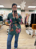 Hunter Green Floral Cardi