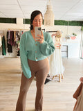 Mint Knit Button Sweater