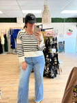 Black Striped Collard Sweater