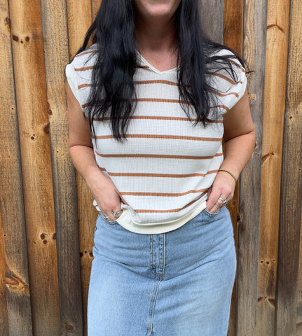 Camel Striped Top